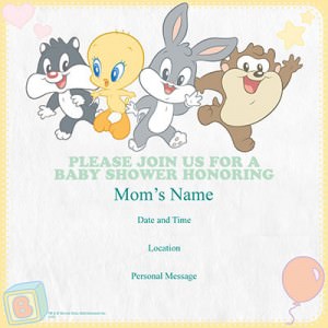 Looney Tunes Personalized Baby Shower Invitations - Set of 25