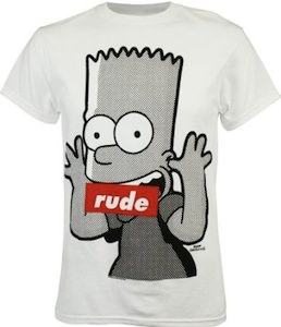 Bart Simpson the naughty boy now censored on this t-shirt