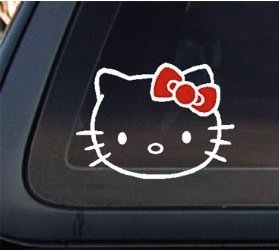 Hello Kitty With Red Bow Window Decal