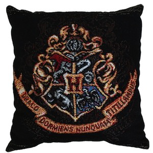 A Hogwarts Crest on a real Harry Potter pillow