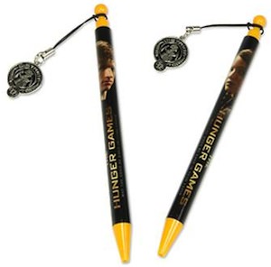 The Hunger Games Mechanical Pencil Set with Katniss and Peeta on it