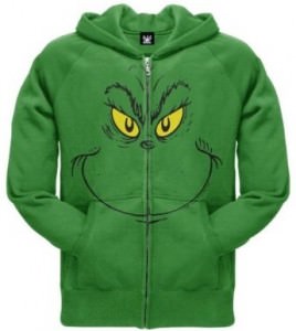 Dr. Seuss Grinch Face Zip Hoodie