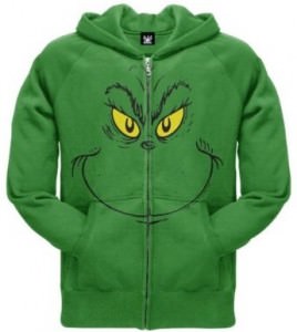 Dr. Seuss Grinch Face Zip Hoodie