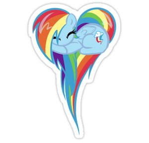 My Little Pony Rainbow Dash heart shaped sticker