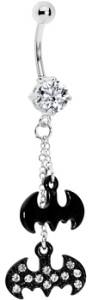 Batman Logo Dangle Belly Ring