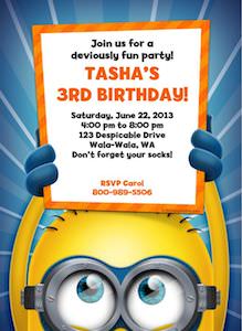 Despicable Me2 Minion Personalized Party Invitation