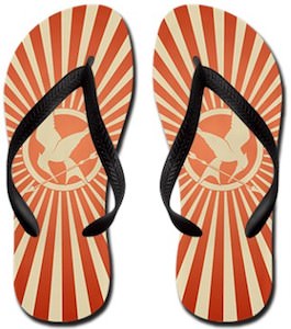 Vintage Red Mockingjay Flip Flops