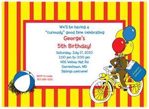Curious George Party Invitations