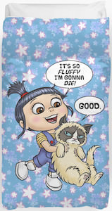Despicable Me Agnes And Grumpy Cat Duvet Cover