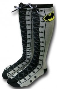 Batman Knee High Faux Lace Up Socks