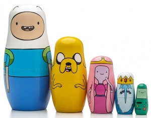 Wooden Adventure Time 5 Piece Nesting Dolls