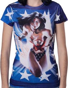 Blue Wonder Woman Stars Women's T-Shirt
