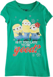 Despicable Me Minion Is It To Late To Be Good Girls Christmas T-Shirt