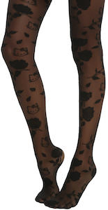 Hello Kitty Black Sheer Tights With Roses