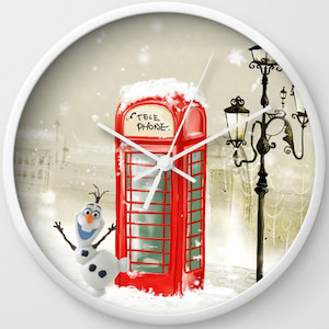 Olaf And Phone Boot Wall Clock