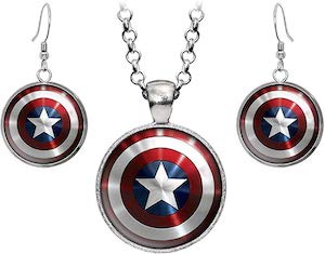 Captain America Necklace And Earrings Set