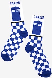 Blue And White Tardis Socks