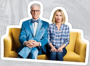 The Good Place Michael And Eleanor On The Couch Sticker