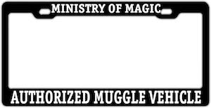 Harry Potter Ministry Of Magic Authorized Muggle Vehicle License Plate Frame