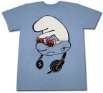 Smurf with shades and headphones on a cool t-shirt