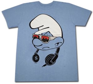 Smurf with shades and headphones on a cool t-shirt