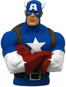 Captain america piggy bank that looks like a bust
