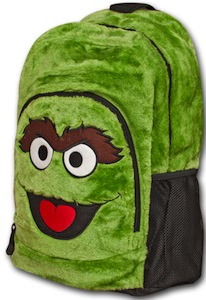 Sesame Street Oscar The Grouch Furry plush backpack