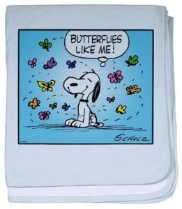 Snoopy Butterflies Like Me Baby Blanket