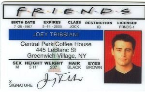 Friends Joey Tribbiani ID Card