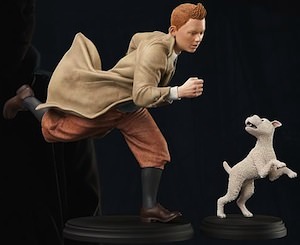 Detailed statues of Tintin and his dog Snowy
