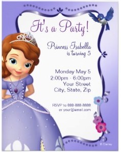 Sofia The First Birthday Invitations