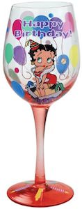 Betty Boop Happy Birthday Wine Glass