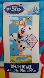 Frozen beach towel with Olaf on it