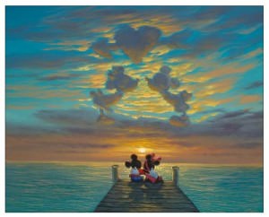 Mickey And Minnie In The Clouds Art Print