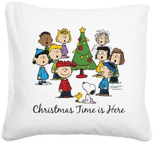 Peanuts Christmas Pillow with Snoopy and the gang