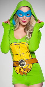 Teenage Mutant Ninja Turtles Women's Costume Romper With Hood And Masks