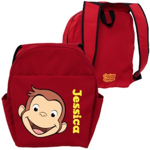 Personalized Red Curious George Backpack