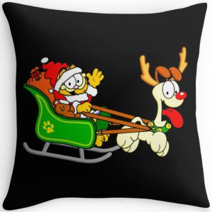 Garfield And Odie Christmas Throw Pillow