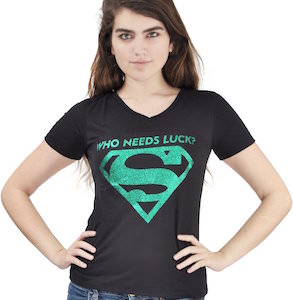 Supergirl Who Needs Luck Logo T-Shirt