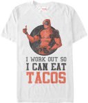 Marvel Deadpool I Work Out So I Can Eat Tacos T-Shirt