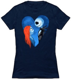The Nightmare Before Christmas Jack And Sally Heart T-Shirt