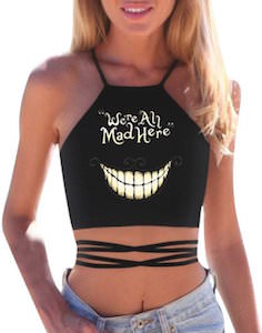 Alice In Wonderland We're All Mad Here Crop Top