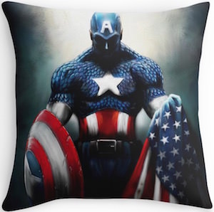 Captain America And The Flag Throw Pillow