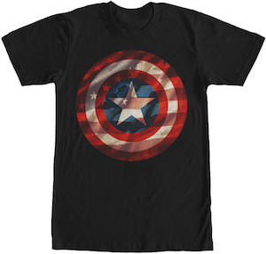 Captain America Shield And Flag T-Shirt