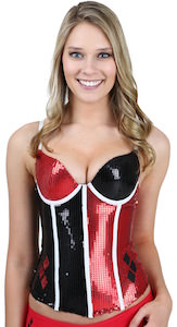 DC Comics Harley Quinn Corset Top With Sequins