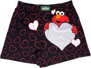 Elmo Be Mine Men’s Boxers With Hearts