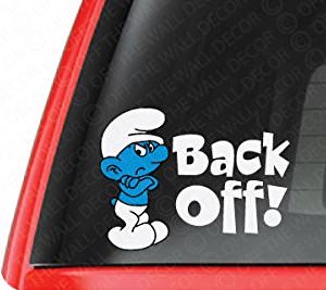 Grouchy Smurf Back Off Vinyl Window Decal