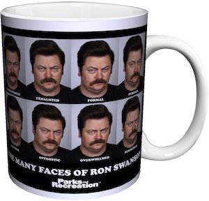 Parks and Recreation The Many Faces Of Ron Swanson Mug