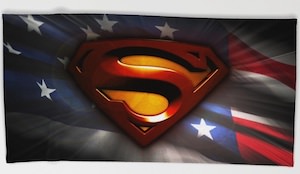 Superman Logo And The US Flag Beach Towel