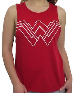Red Wonder Woman Logo Tank Top With Strapped Back